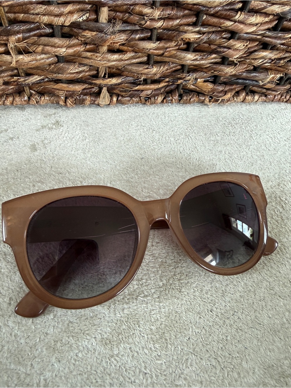 Z Supply Brown Oversized Round Sunglasses